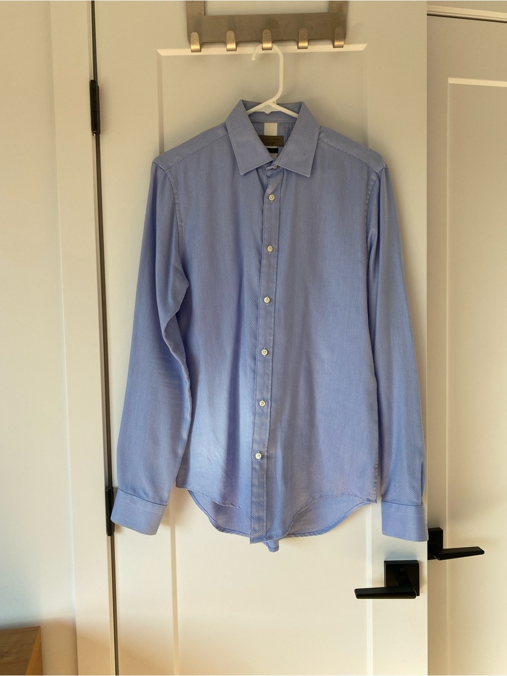 Zara Men's Light Blue Long-Sleeve Dress Shirt
